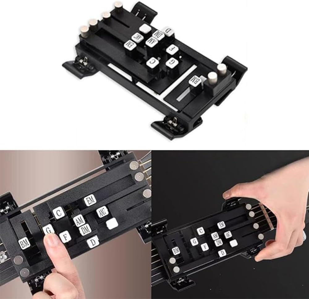 Guitar Aid Chords Buddy Trainer, Guitar Chord Presser,Assisted Para Tool,Guitar Learning Parts with Guitar Chart Presser,Guitar Helper Teaching Practice Tool for Beginner (Black)