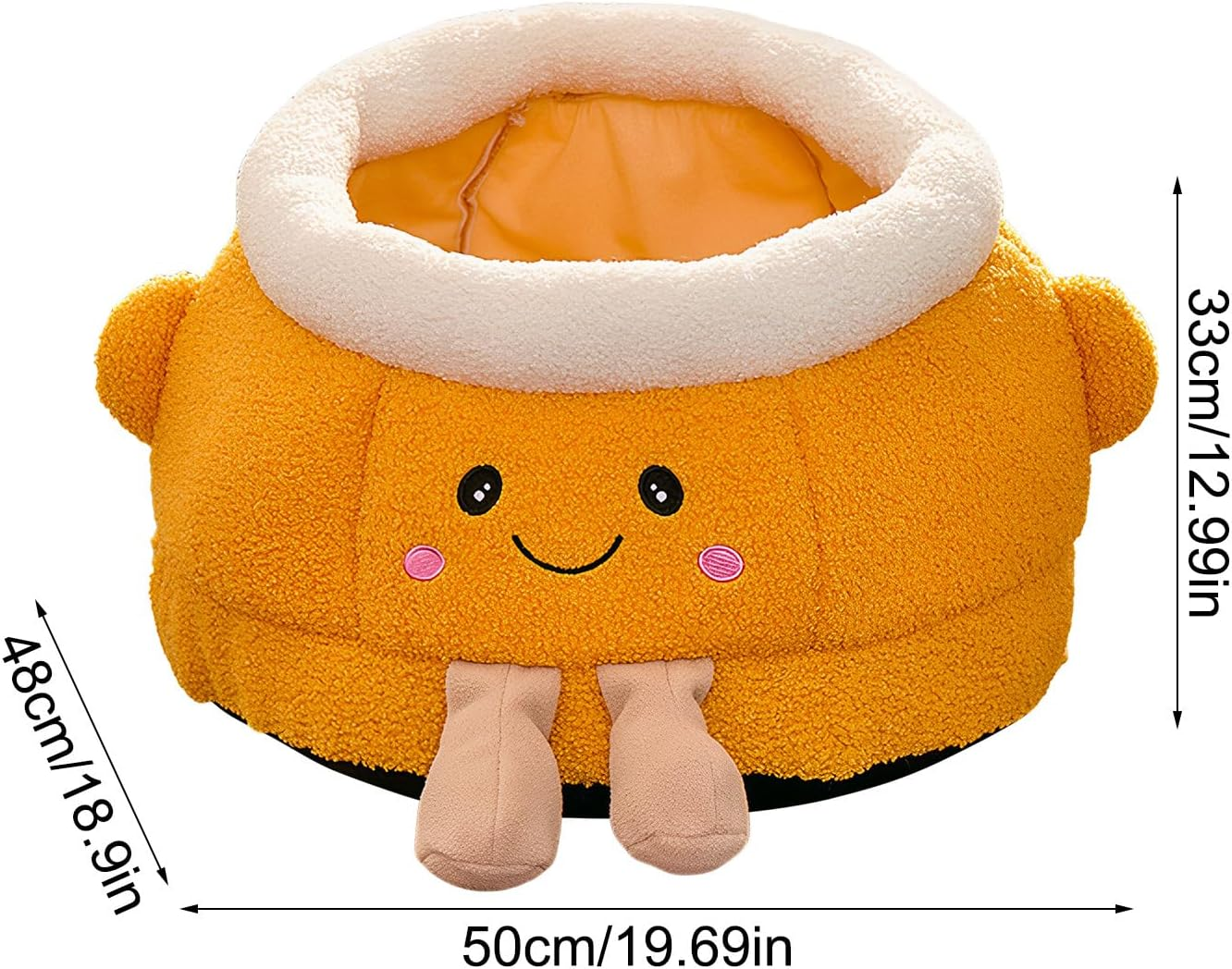 Cat Nest Bed | Soft Cute Warm Orange Shaped Dog Supplies | Cat Cave Bed - for Indoor Winter Travel Car Camping Desk Bedside Window Chair Couch Room Shelter image number 5