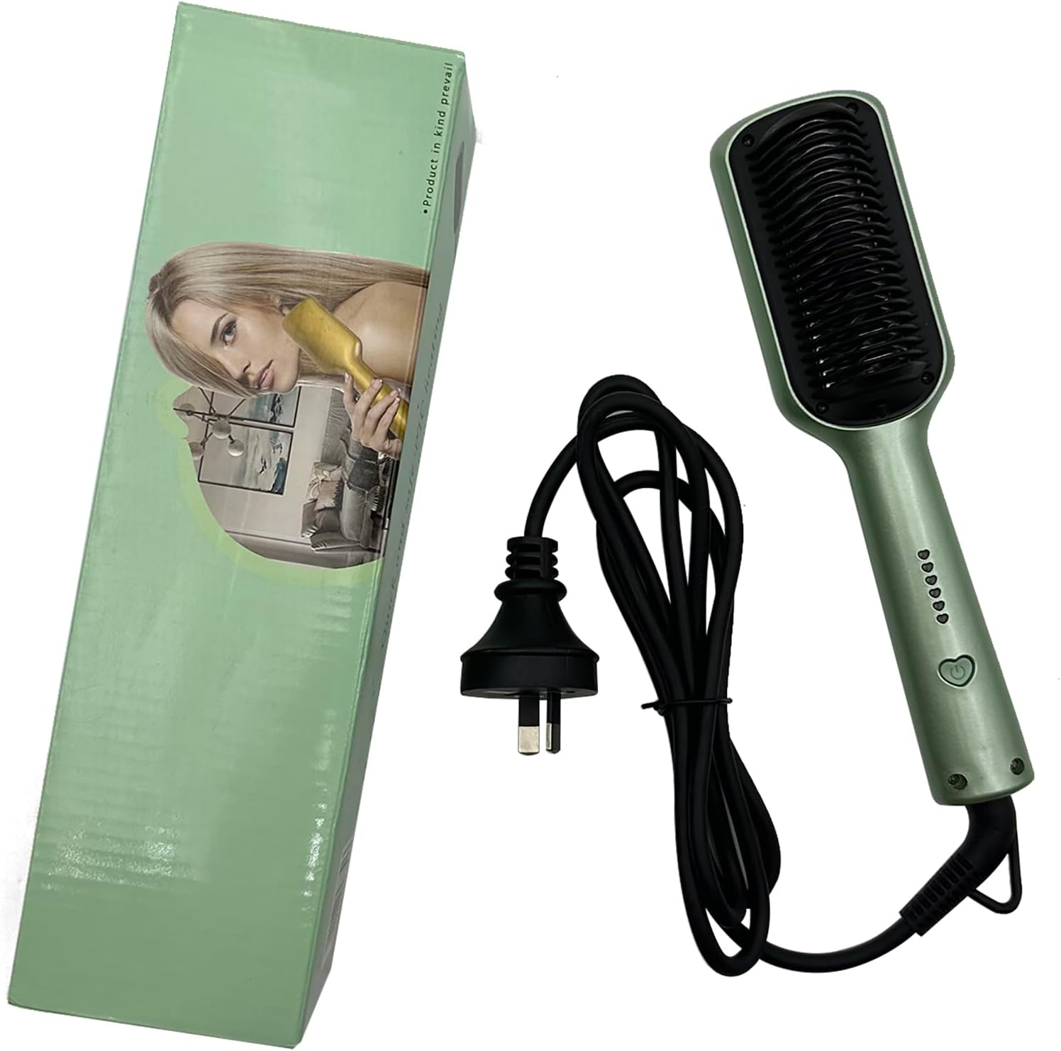Xoxel Hair Straightener Brush Hair Iron with Built-In Comb, Fast Heating, 5 Temp Settings, Anti-Scald, Salon-Quality for All Hair Types Green image number 4