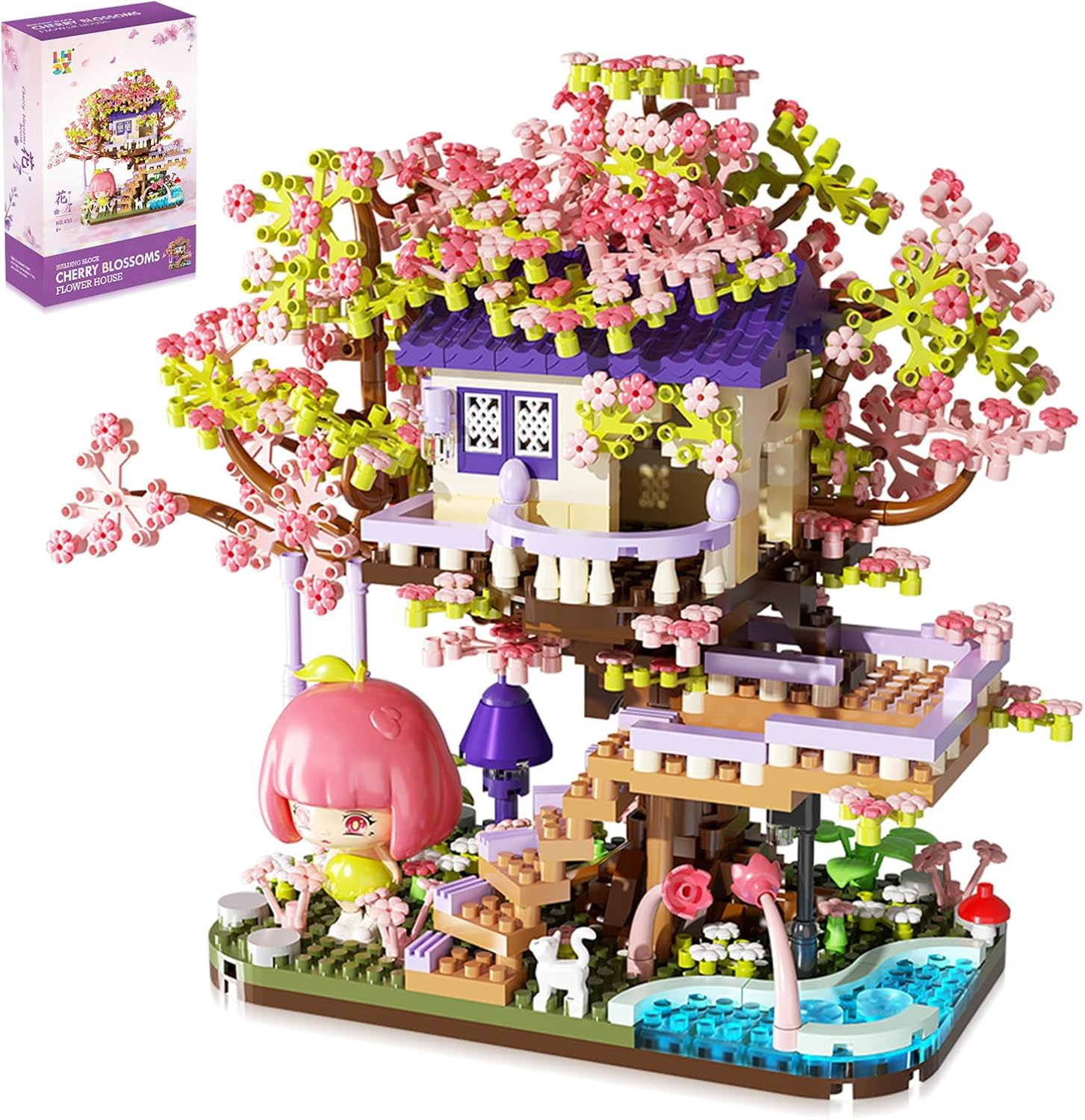 TMA Cherry Blossom Tree Building Set, Flowers House Mini Micro Blocks Toys, STEM Creative Cherry Blossom Bonsai Tree House Building Flowers Set for Aged 8+ Kids, 1275PCS image number 3