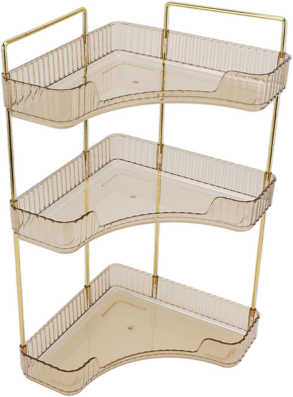 Cryfokt 3 Tier Makeup Shelf Organizer Beautiful Color Coordination Cosmetics Storage Box for Luxury Home Kitchen Bathroom (Amber) image number 3