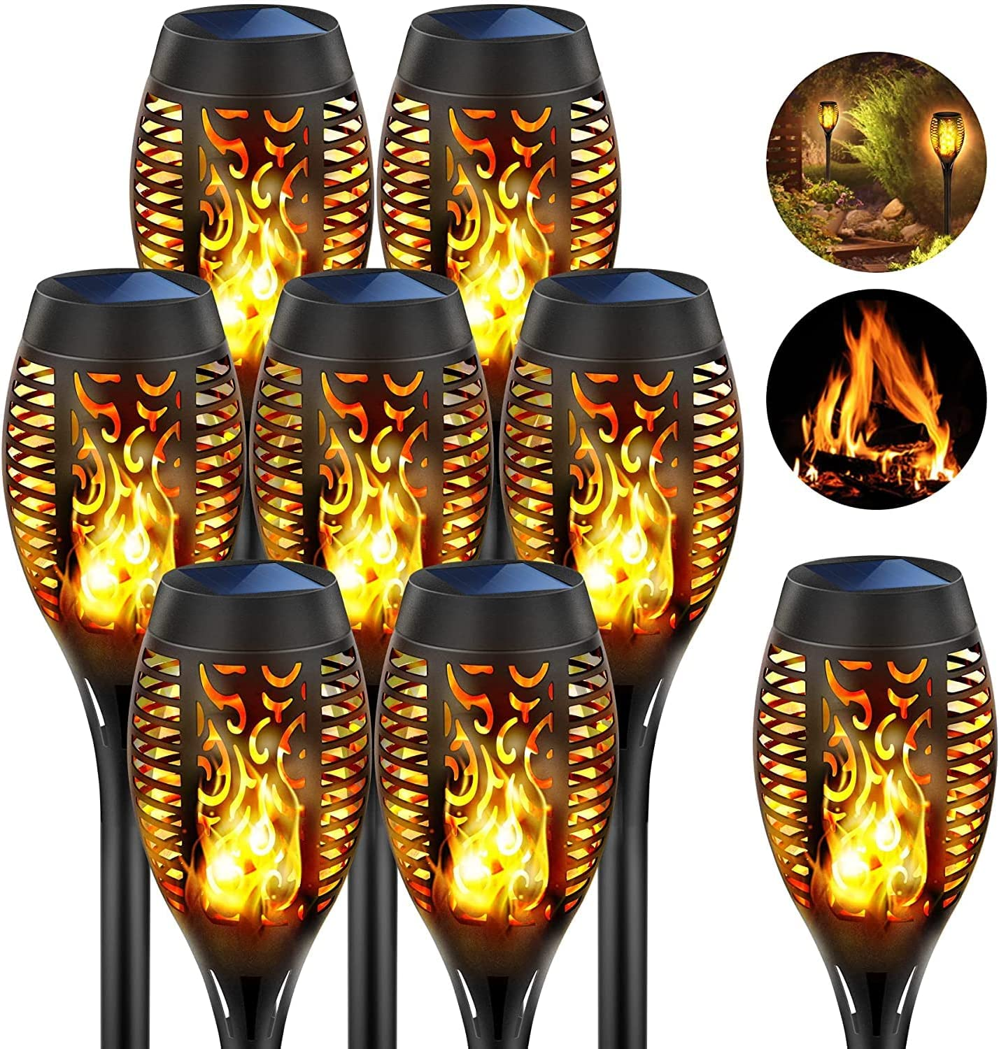 Solar Torch Light with Flickering Flame, 6 Pack Torches Solar Landscape Lights Outdoor Christmas Decoration Lights for Pathway Garden Patio Yard Auto On/Off IP65 Waterproof