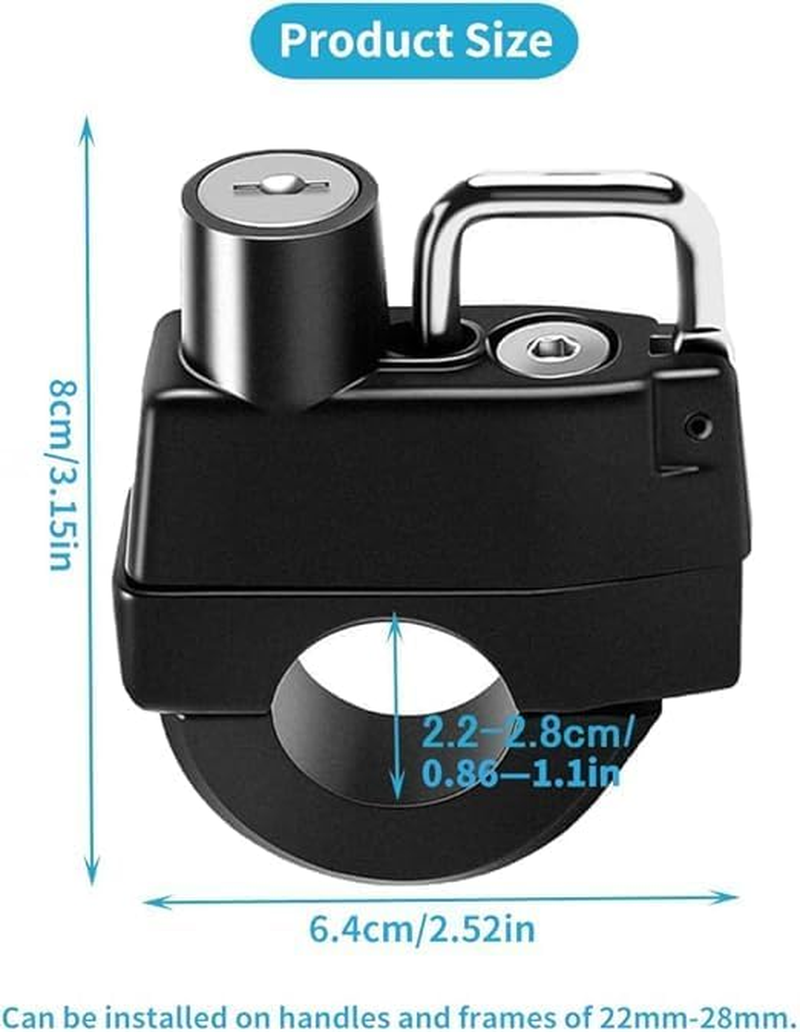 Motorcycle Helmet Lock, Scooters and Bicycle anti Theft Safety Lock with 2 Keys for 22-28Mm Handlebar image number 5