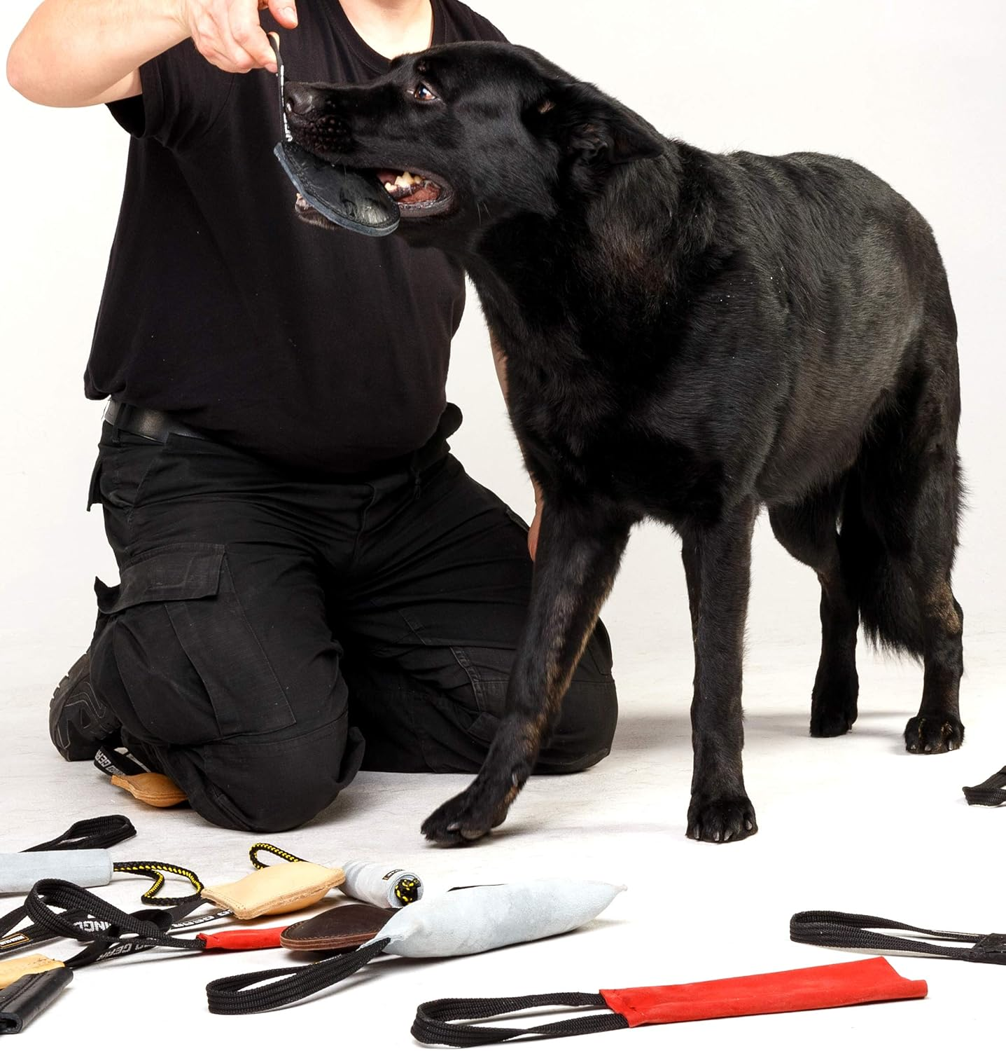 Dingo Gear Bite Tug Genuine Leather Handmade Tough Toy for K9 Dog Training and Play S00229, Black image number 2