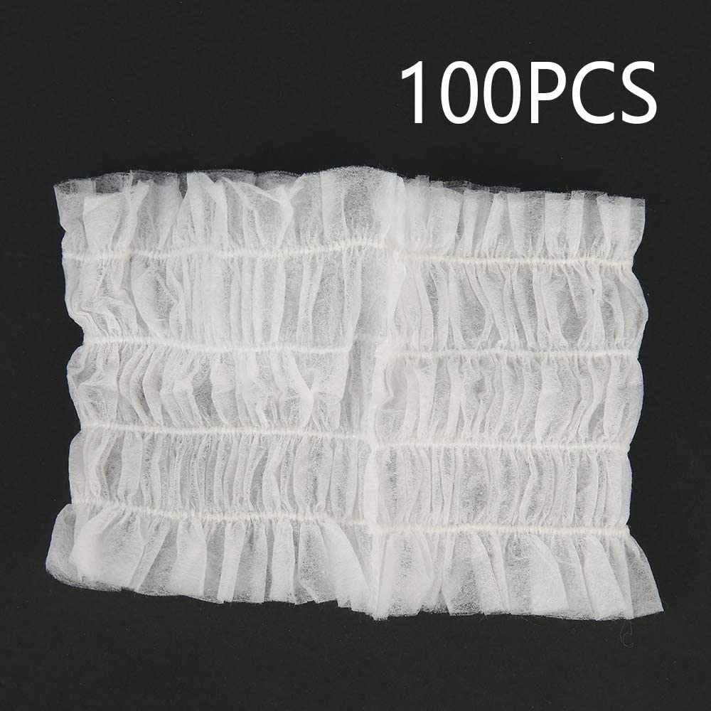 100Pcs Disposable Elastic Hair Wraps Soft Non-Woven Headbands Skin Care Hair Accessory for Spa Salon Makeup, White image number 1