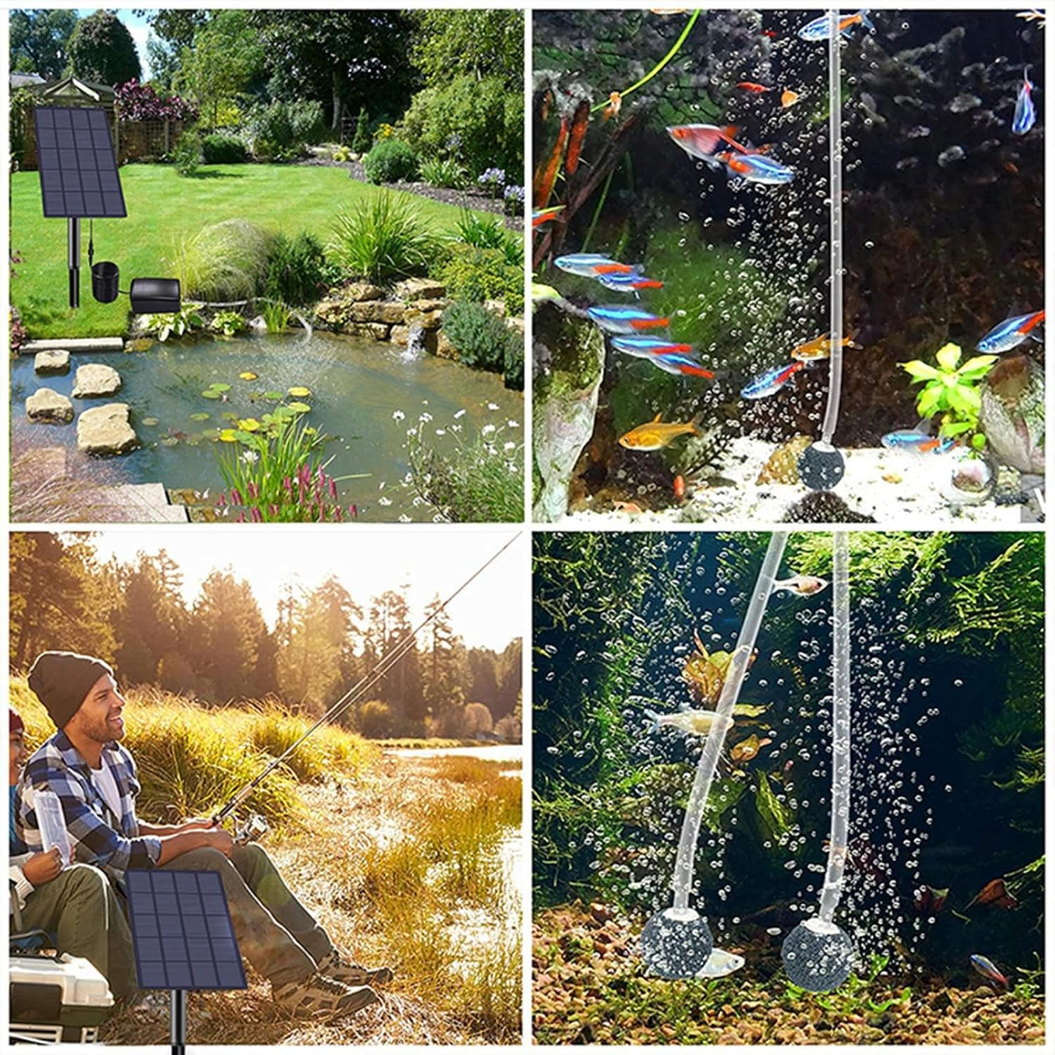 Solar Air Pump - Outdoor Pond Aerator Solar Operated - Water Circulation Quiet Tool with Bubble Stone for Fishing, Landscaping, Small Pools, Garden image number 3