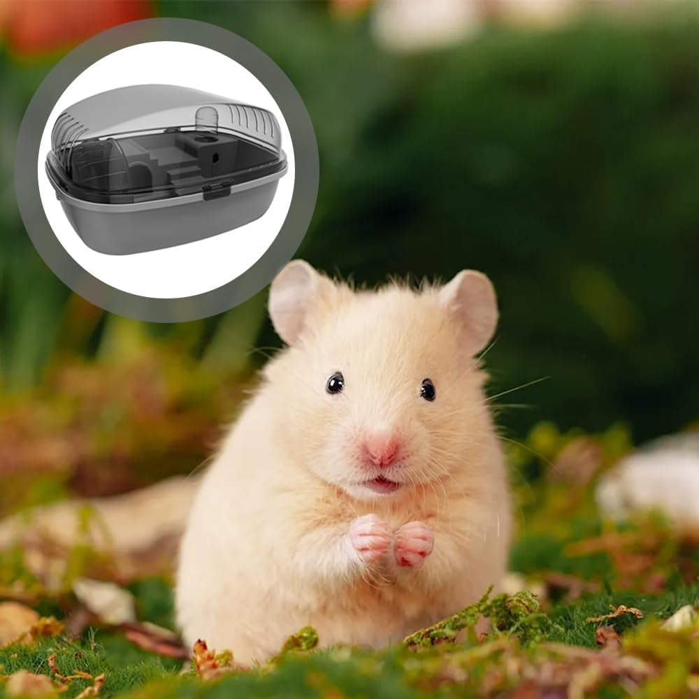 Panoramic Hamster Cage, Fully Equipped Mouse Basket Kit, Easy Clean Cricetinae Coop, Removable and Washable, for Dwarf & Syrian Rat (Starlight Gray) image number 3