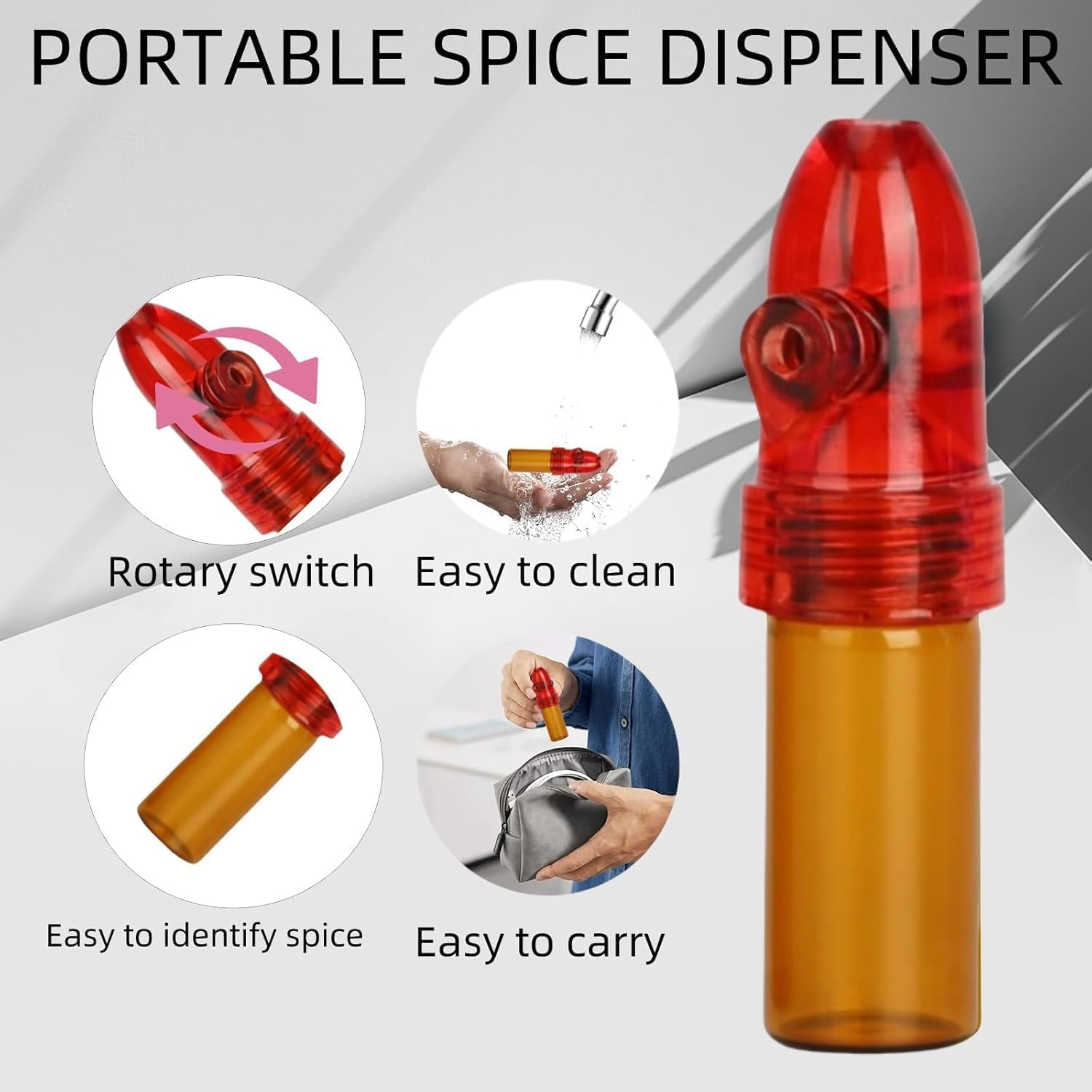 8 Pack Portable Camping Containers with Easy Knob Switch, Refillable Salt Shakers, Compact Storage Bottles for Outdoor Cooking, Travel, Picnic 4 White + 4 Brown Eco-Friendly image number 3