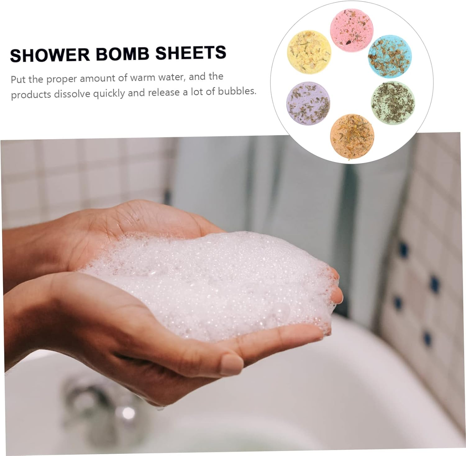 IWOWHERO 6Pcs Aroma Bath Pieces Breathe Vapor Shower Tablets Aroma Sheet Bathroom Accessories image number 3