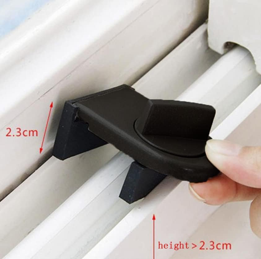 4 Pack Slide Door Security Locks, Instant Sliding Window Track Rail Stoppers, Good for Travel and Child Safety (Black) image number 1