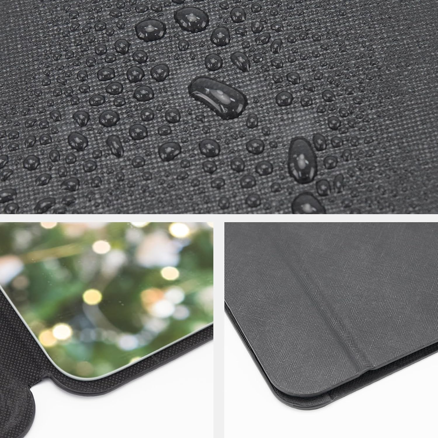 OWLKELA 16X11Cm Portable Folding Mirror, Super HD Compact Makeup, Black PU Leather Travel, Free Standing Vanity, Tabletop Foldable