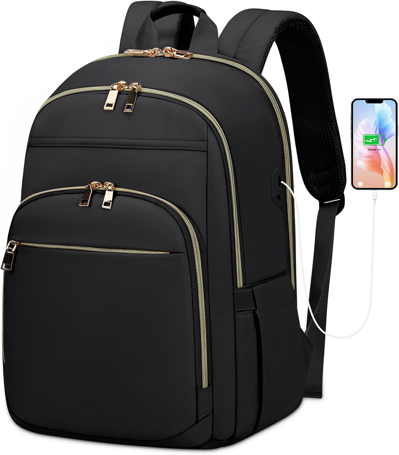 Laptop Backpack for Women 15.6 Inch Travel Backpack with USB Port, Lightweight School Backpack Waterproof Computer Bag for School Work Travel