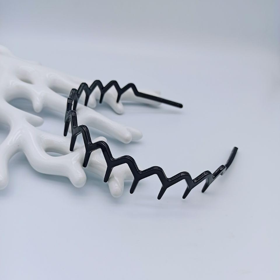 Zigzag Headband with Teeth for Women and Girls, Wavy Comb Plastic Zigzag Black Plastic Tooth Hair Accessories 2 Pack image number 2