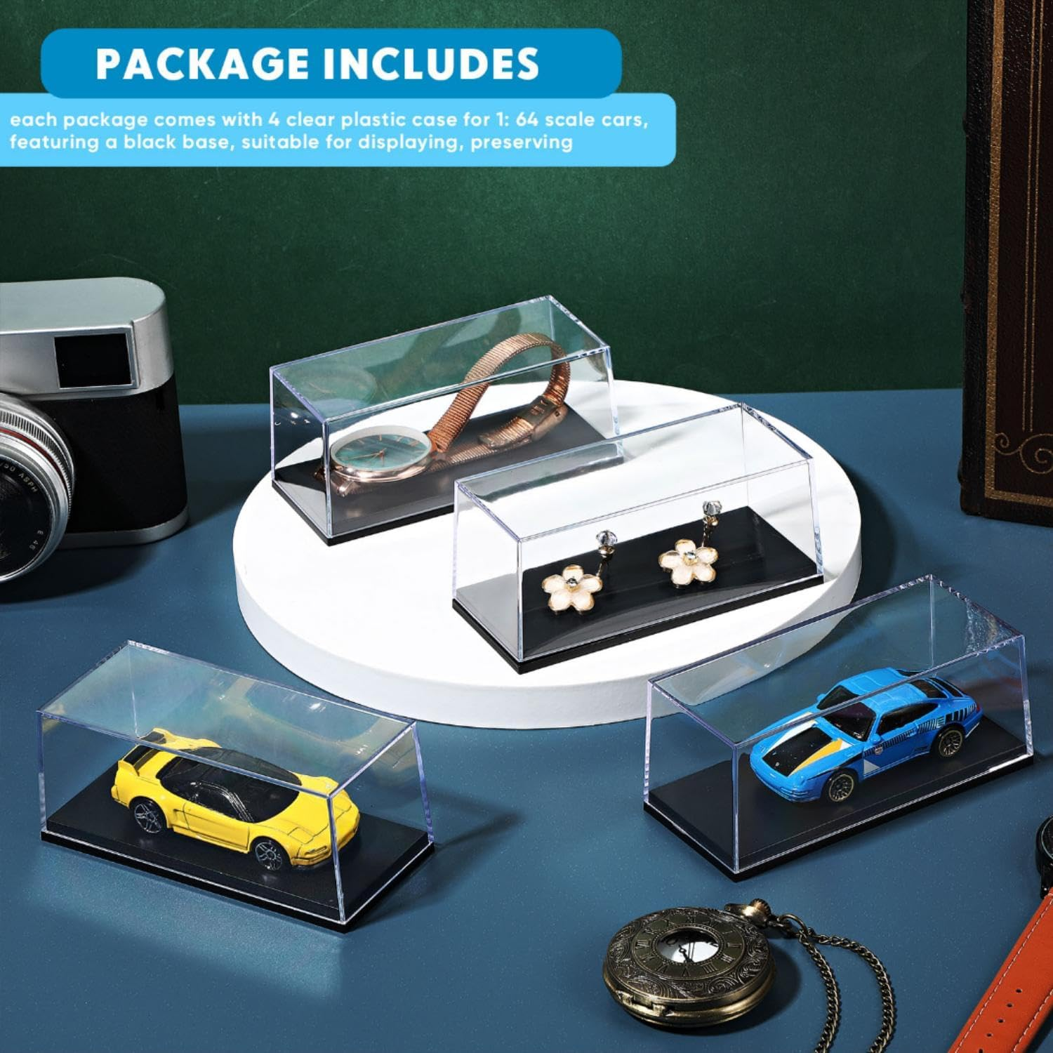 Singhoow 4 Pcs Clear Acrylic Display Case Storage 4.17 X 1.81 X 1.81 Inches Fit for 1/64 Scale Vehicles Toy Model Cars Display Case Storage Collectors image number 2