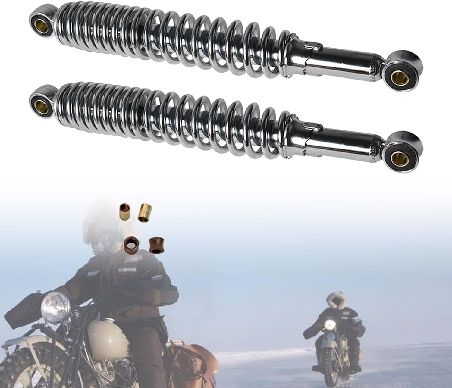 Silscvtt Chrome Eye to Eye Shocks 335Mm (13 1/8Inch) Replacement for Honda S65 CL CT70 XL75 CL90 CT90 CM90 S90 CM91 CT110 Silver image number 3