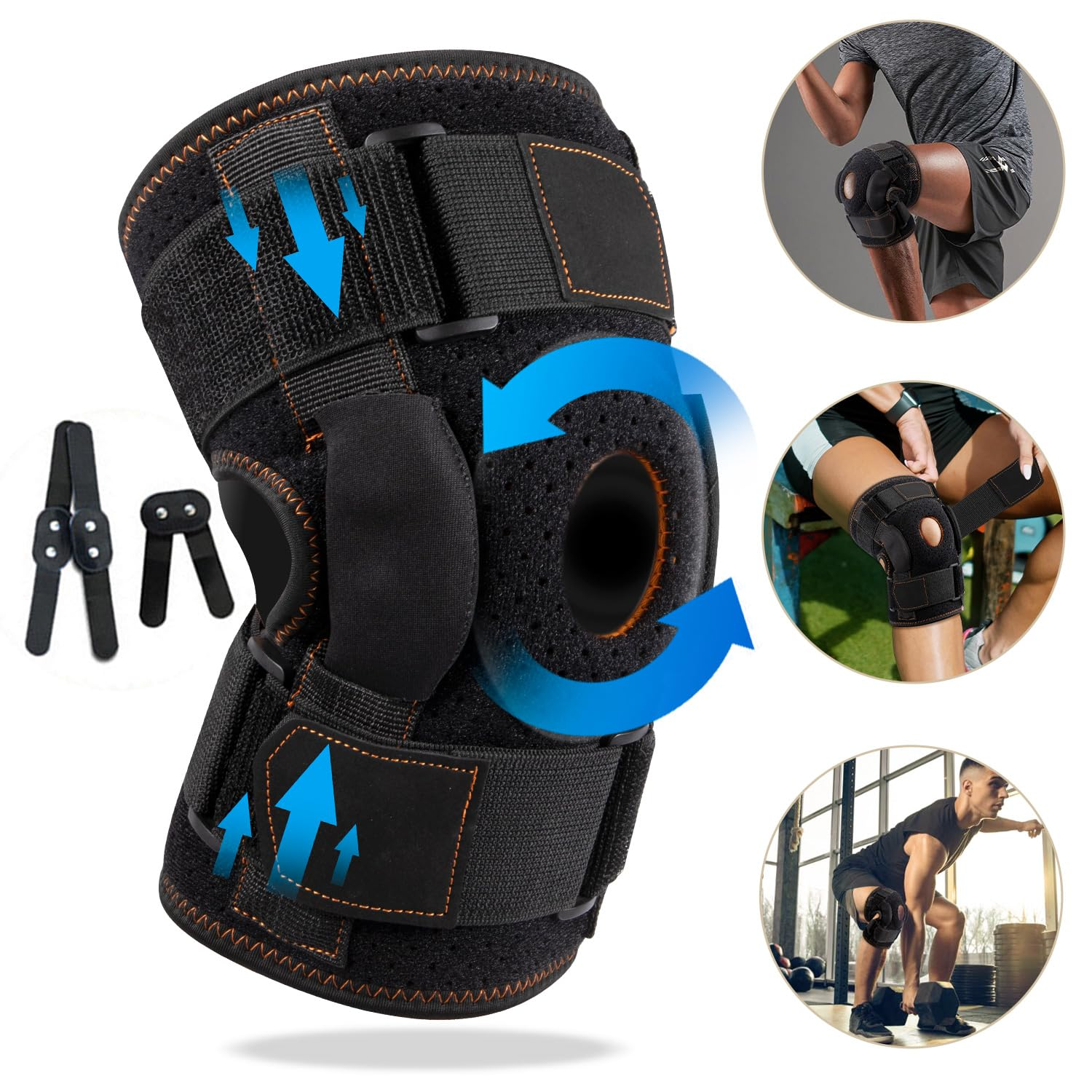 AUTOWT Professional Hinged Knee Brace, Adjustable Compression Knee Support Wrap for Men Women, Open Patella Knee Wrap for Running, Arthritis, Meniscus Tear, ACL, MCL, Injury Recovery, Pain Relief (M) image number 6