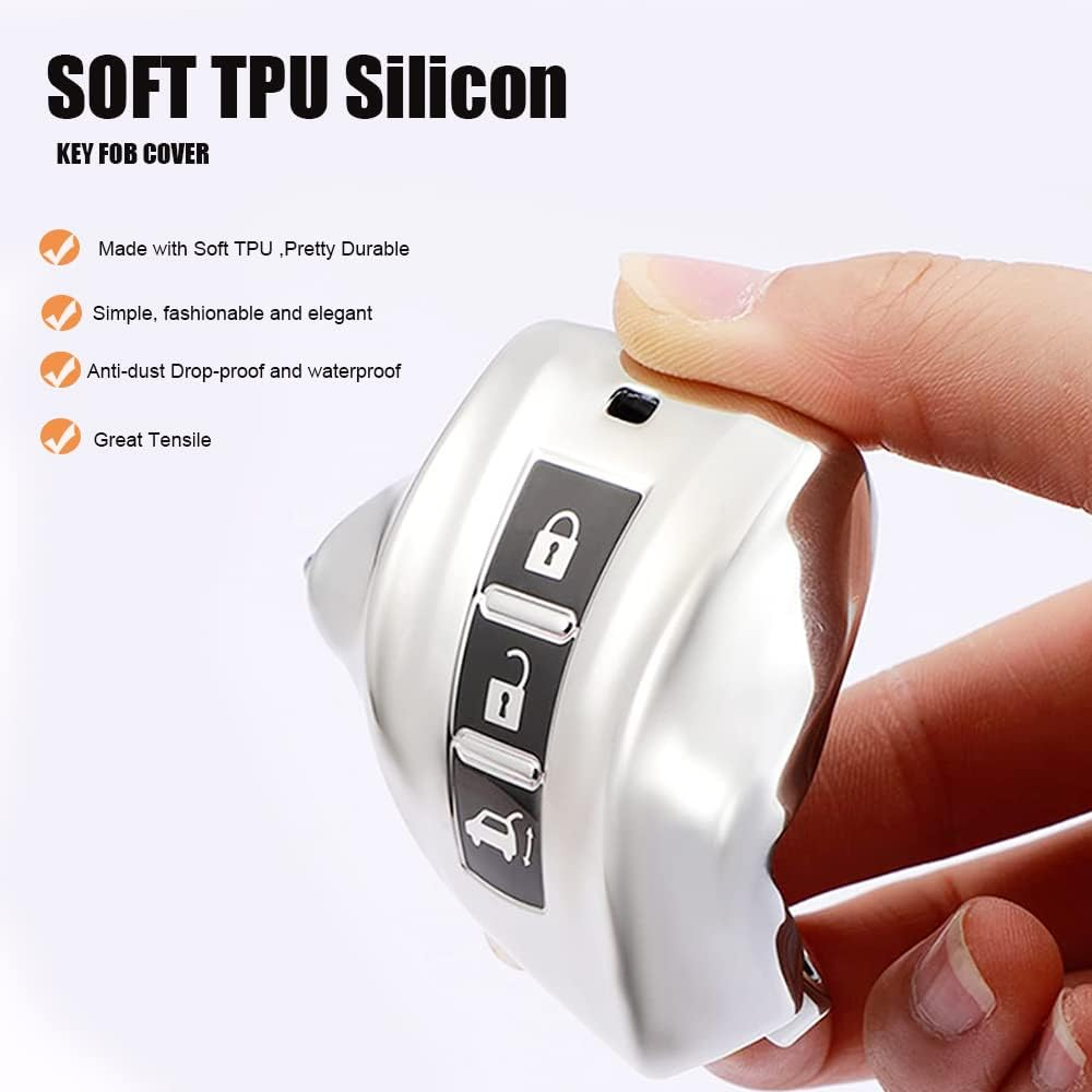 HIBEYO Key Fob Cover for Mitsubishi Outlander Sport Eclipse Cross ASX Mirage Fortis Car Accessoreis with Keychains 2022 - Pink image number 3