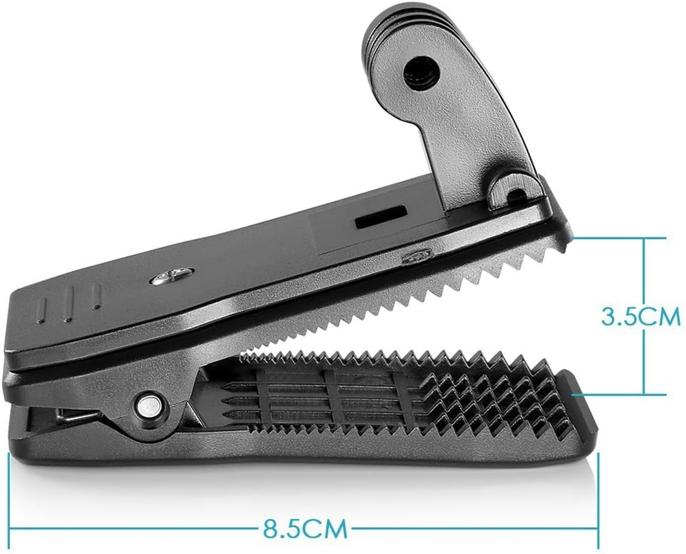 Micros2U Gopro Compatible Backpack Solid-Grip Clip Mount. Rotating Swivel 360 Degree Pivot Quick Release for Strap, Hat, Bag, Rucksack. Suitable for Hero 9 8 7 6 5 4 3, Session & Other Action Cameras image number 1