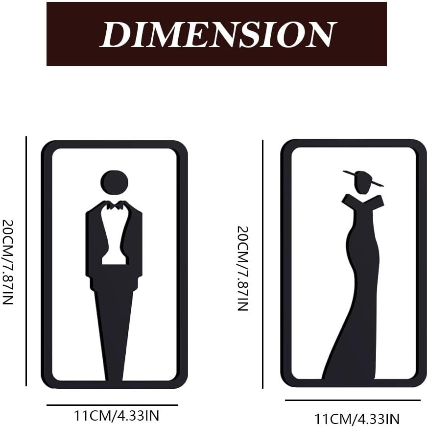 Men and Women Restroom Sign Hollow Out,Acrylic Stick Restroom Door Sign，Modern Toilet Signs for Home Office image number 4