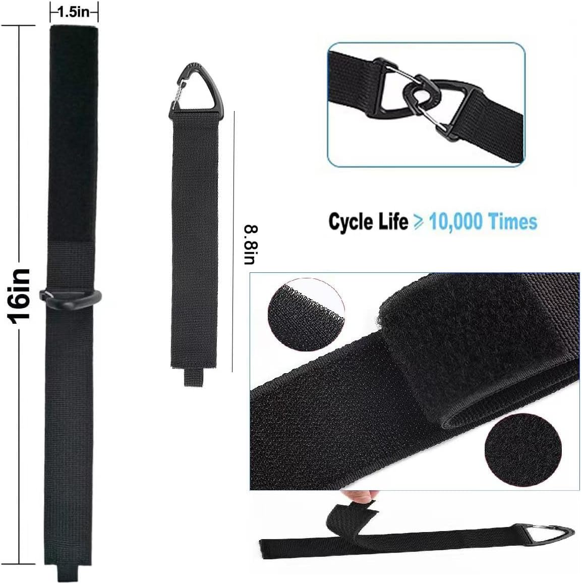 YQQZQ Cable Straps,6Pcs Large Extension Cord Holder for Cables,Hoses and Ropes,Heavy Storage Tape for Outdoor Travel,Climbing and Garage (1.5 in Width,16 in Length)