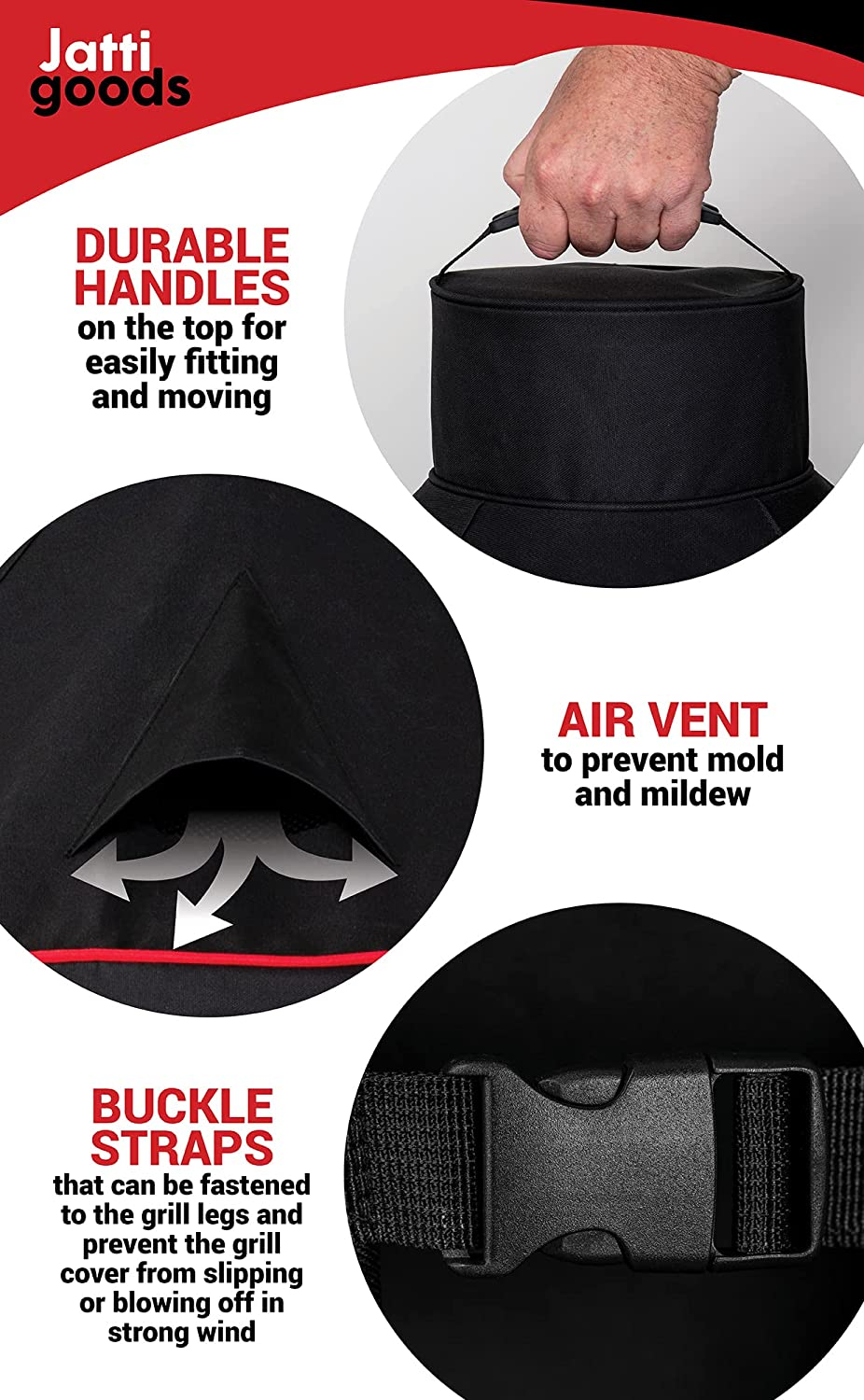 Jatti Kamado Cover for Kamado Joe Classic I, II, III, Waterproof and Heavy Duty Protection image number 2