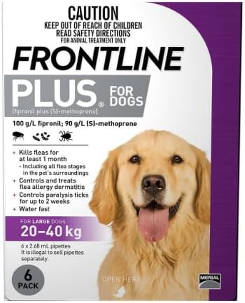 FRONTLINEPLUS for Large Dogs 20 to 40 Kg Purple 6 Pipettes