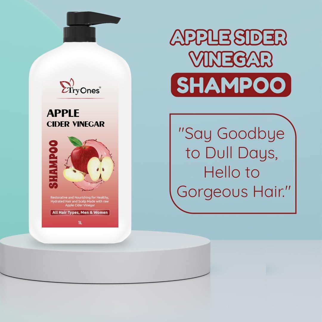 Tryones Apple Cider Vinegar Shampoo with Natural Ingredients Frizz, Scalp Nourishment Shampoo for Hair Fall | No Sulphate No Paraben | for Men & Women &ndash; 1000Ml image number 2