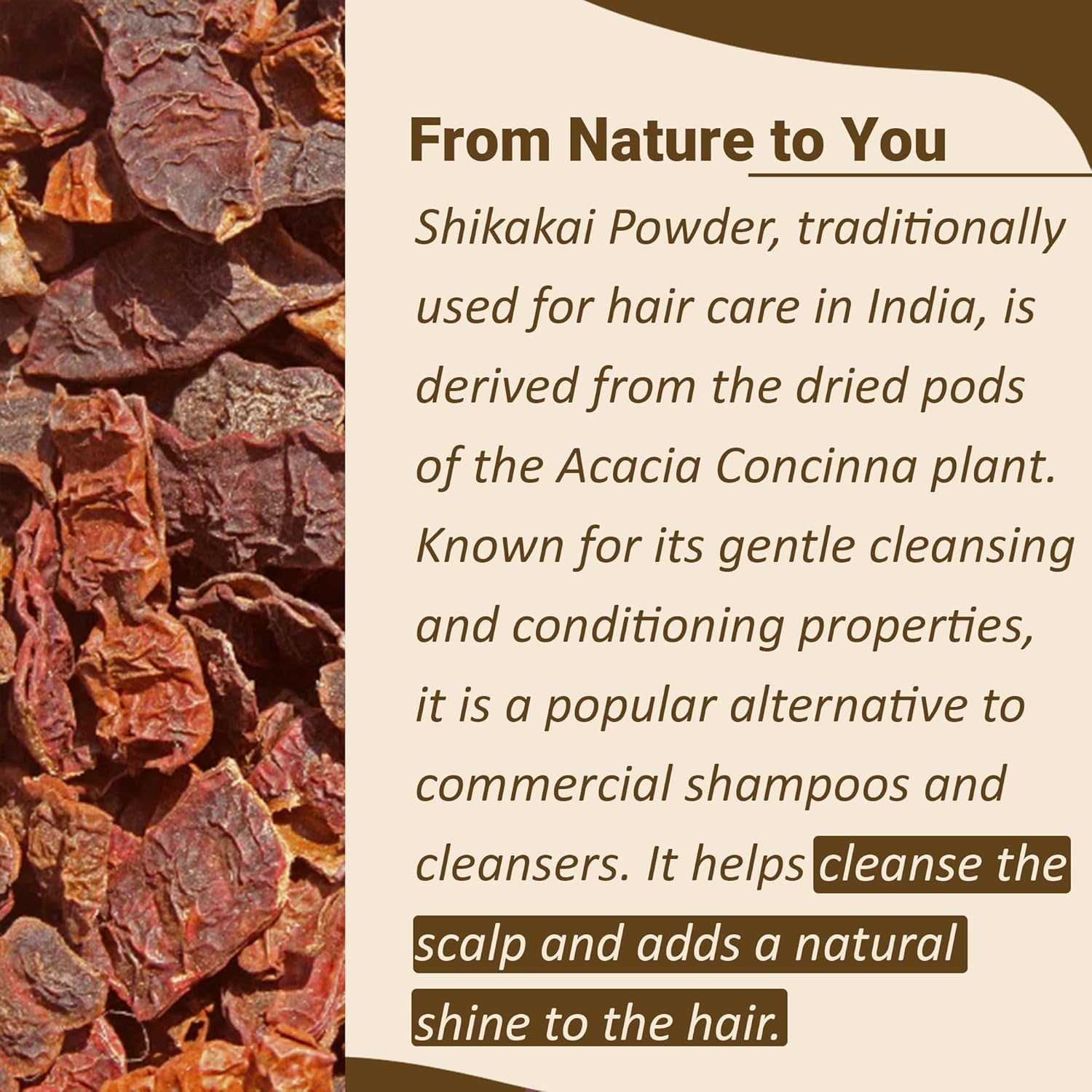 Mi Nature Organic Shikakai Powder 227G/0.5 LB - Acacia Concinna - Natural Hair Cleanser & Conditioner image number 1