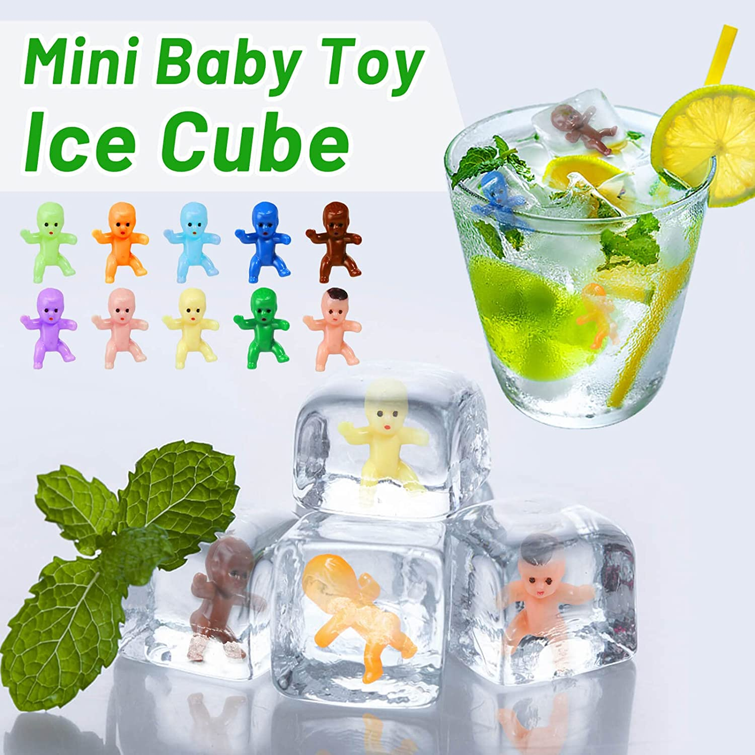 Mini Plastic Babies, Selizo 200Pcs Tiny Plastic Baby Figurines Small King Cake Babies Bulk for Ice Cube My Water Broke Baby Shower Games (10 Colors) image number 6