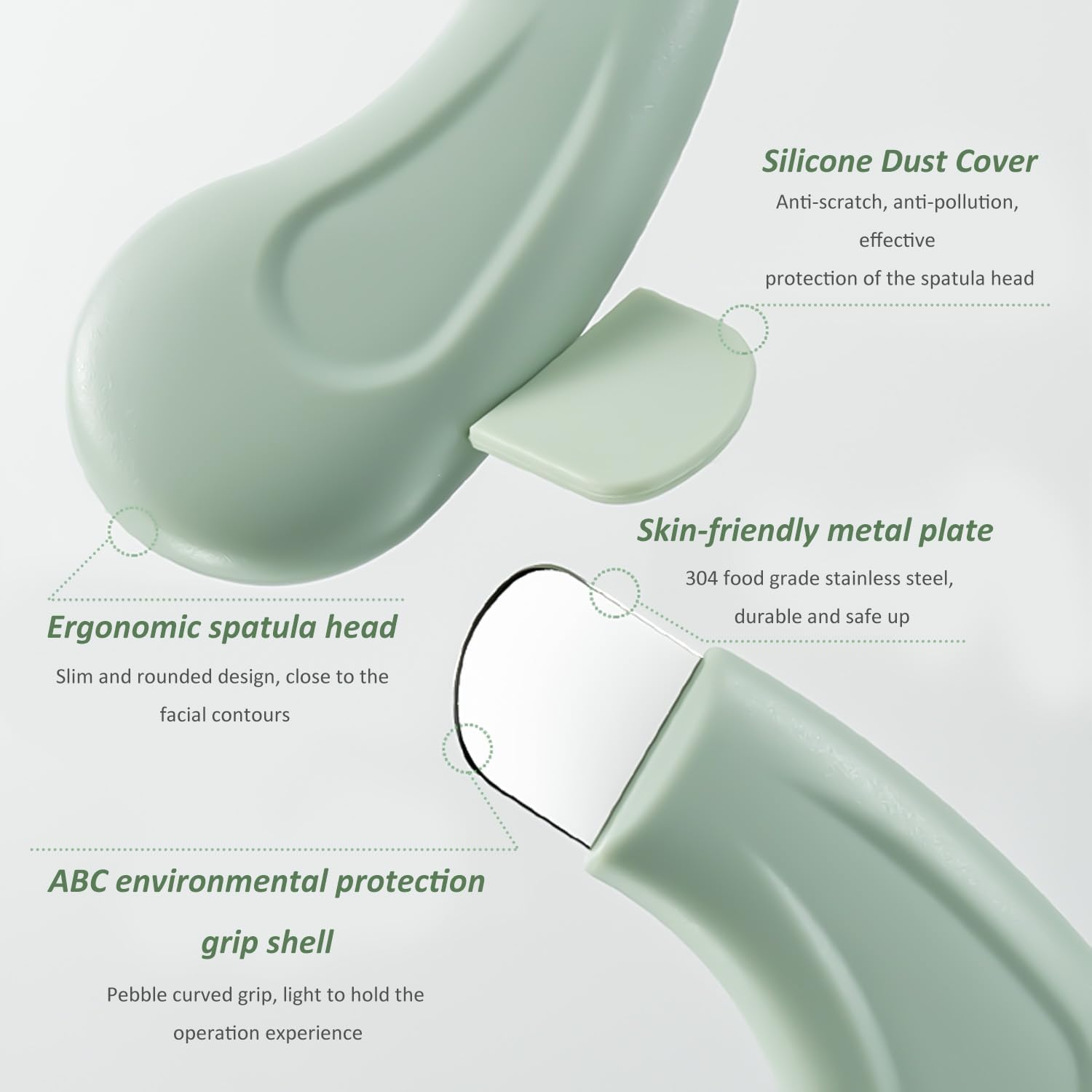 WALWAL Blackhead Remover Tool for Deep Cleansing Manual Pore Cleaner with Stainless Steel Head Gentle Facial Scrubber Spatula(Light Green)