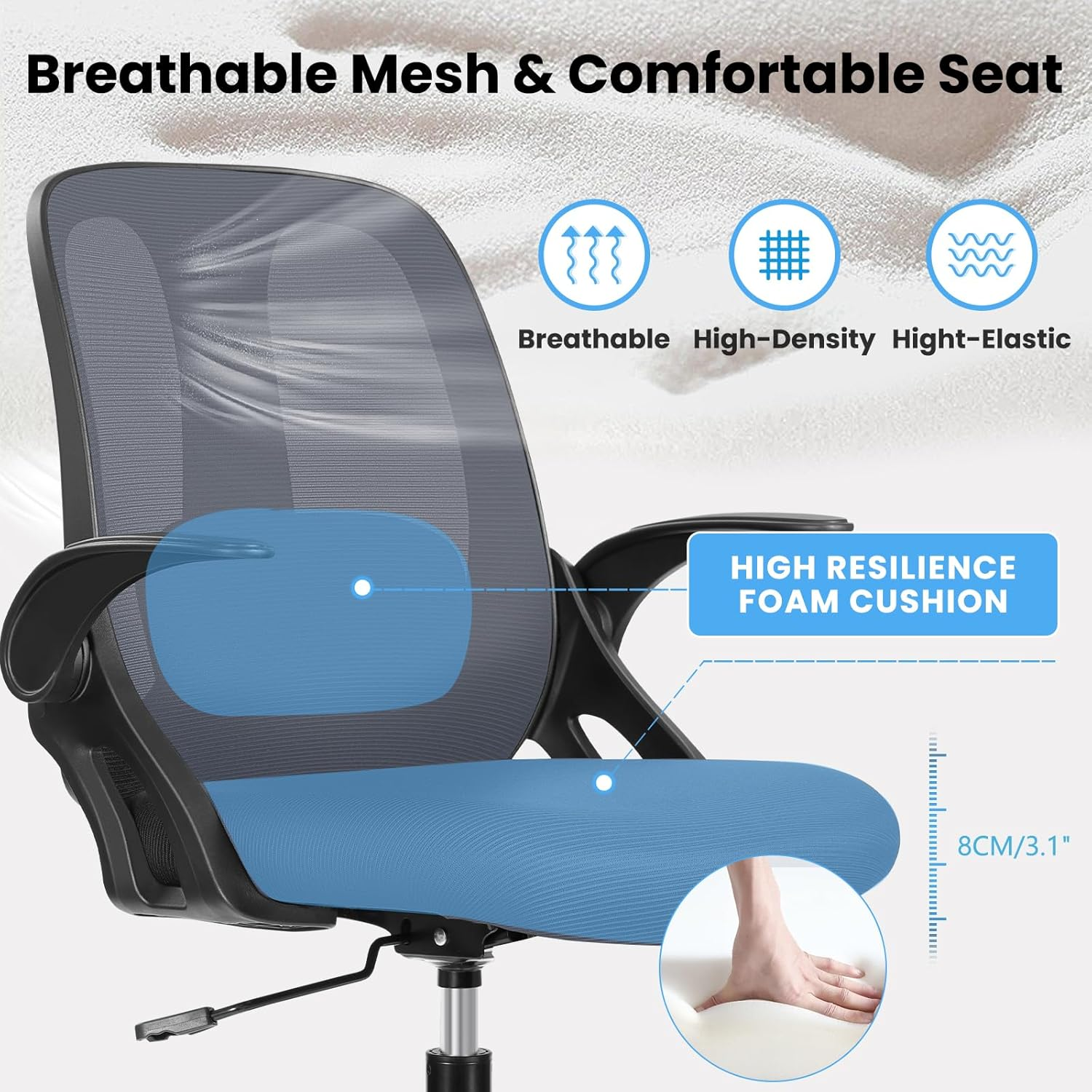 Razzor Drafting Chair Tall Ergonomic Office Chair Standing Desk Stool Chair with Adjustable Lumbar Support and Footrest Ring Executive Computer Chair, Rz2203-Z-Dark Gray image number 4