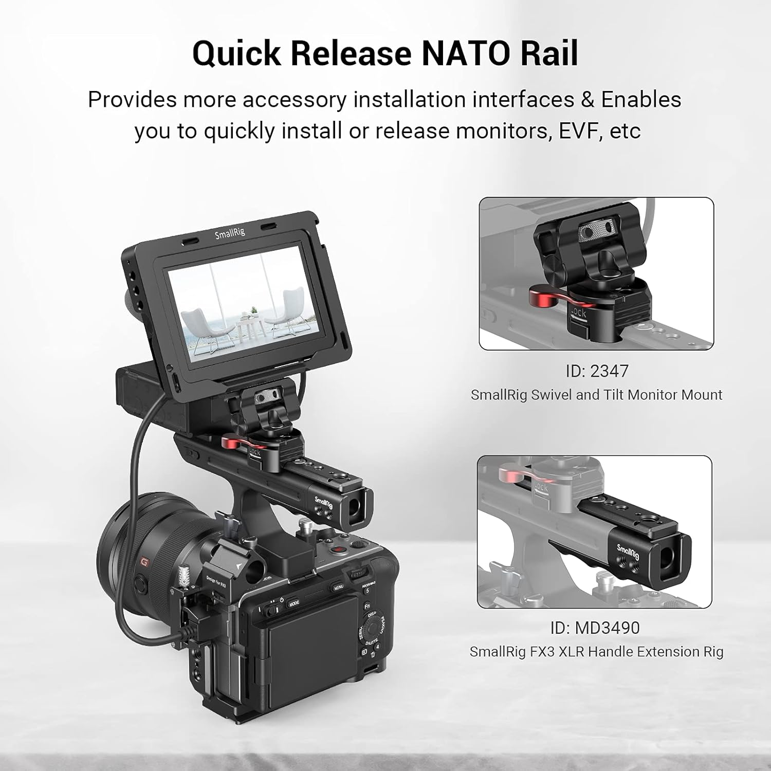 Smallrig FX3 / FX30 XLR Handle Extension Rig for Sony - MD3490