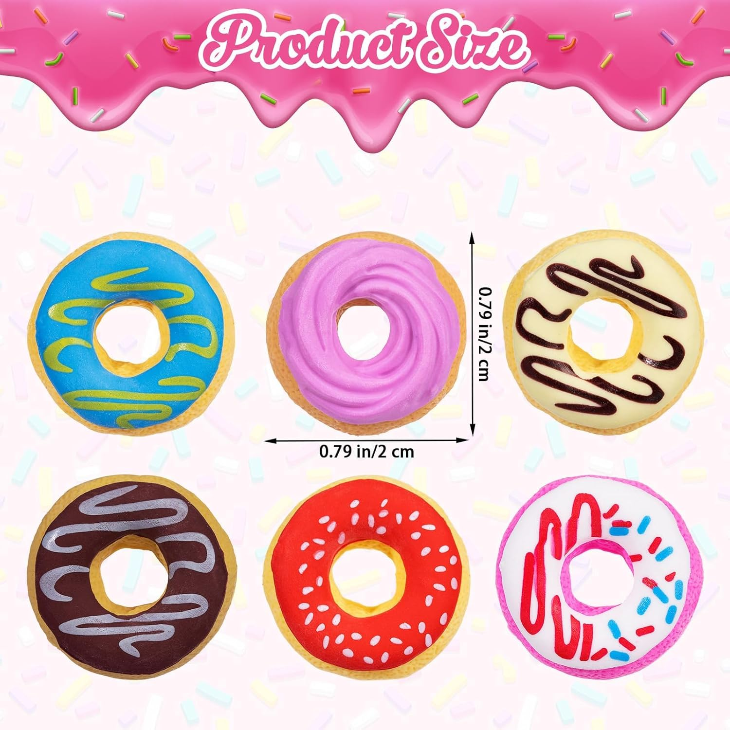 50 Pcs Donut Erasers for Kids, 3D Adorable Food Mini Erasers, Innovative Pencil Erasers for Party Favors, Children&rsquo;S Presents & Art Supplies