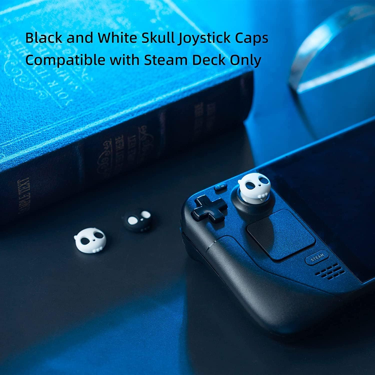 Geekshare Silicone Skull Steam Deck Thumb Grip Caps, Joystick Cover Compatible with Steam Deck Only,4Pcs (White & Black) image number 4