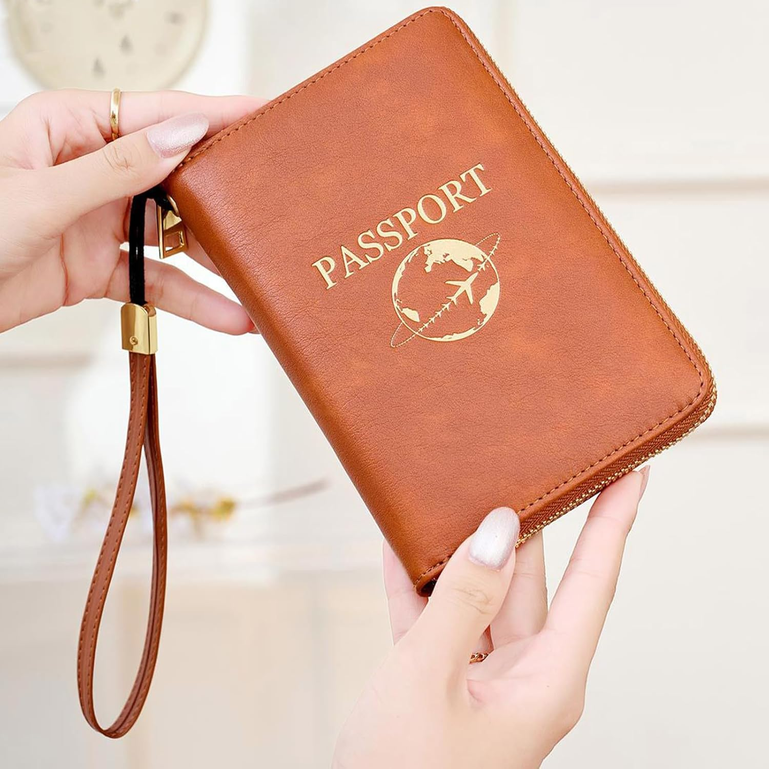 Frfik Case for Passport, PU Waterproof and Blocking , Passport Book Holder, Travel Bag, Suitable for Men and Women, Suitable for Cash Tickets, Boarding Passes, Travel, Cruises image number 1