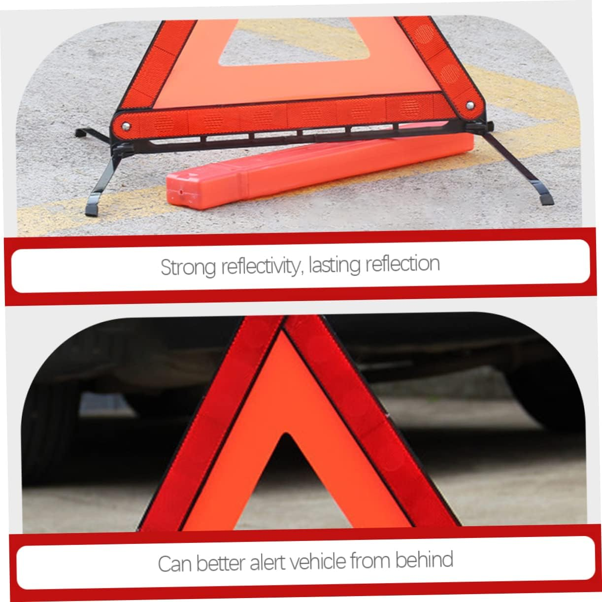 Warning Sign Tripod Foldable Reflective Triangle for Emergency Use Road Trip Essentials for Adults Ensuring Safety Reflective Design for Automotive Scenarios image number 6