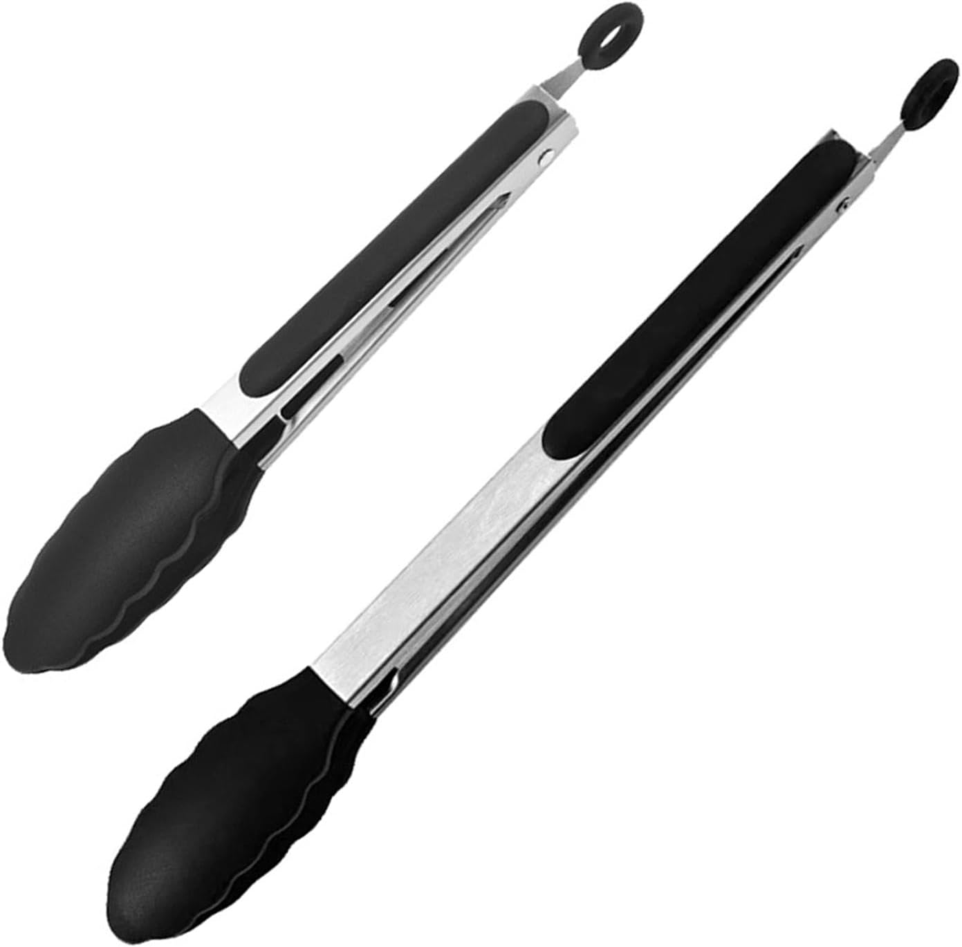 2 Pack Silicone Kitchen Tongs for Cooking,26.5+34Cm Extra Long Large Stainless Steel BBQ Cooking Grilling Locking Food Tongs,Heat Resistant Tongs for Pans, Strong Grip, Grab Food, Toss Salad image number 2
