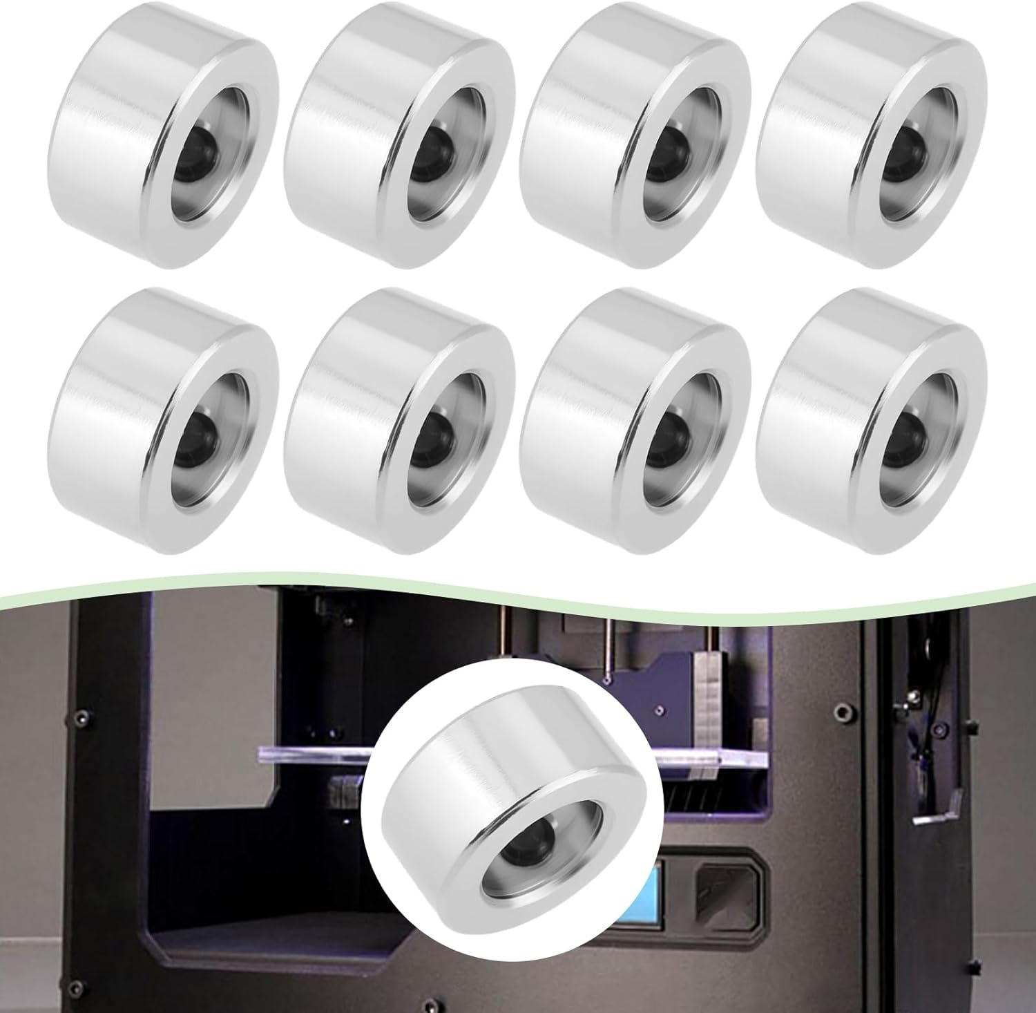 Create Idea 10Pcs 8Mm Shaft Lock Collars T5 Lead Screw Lock Rings 3D Printer Stainless Steel Screw Fixing Ring with Hexagonal Wrench Silver