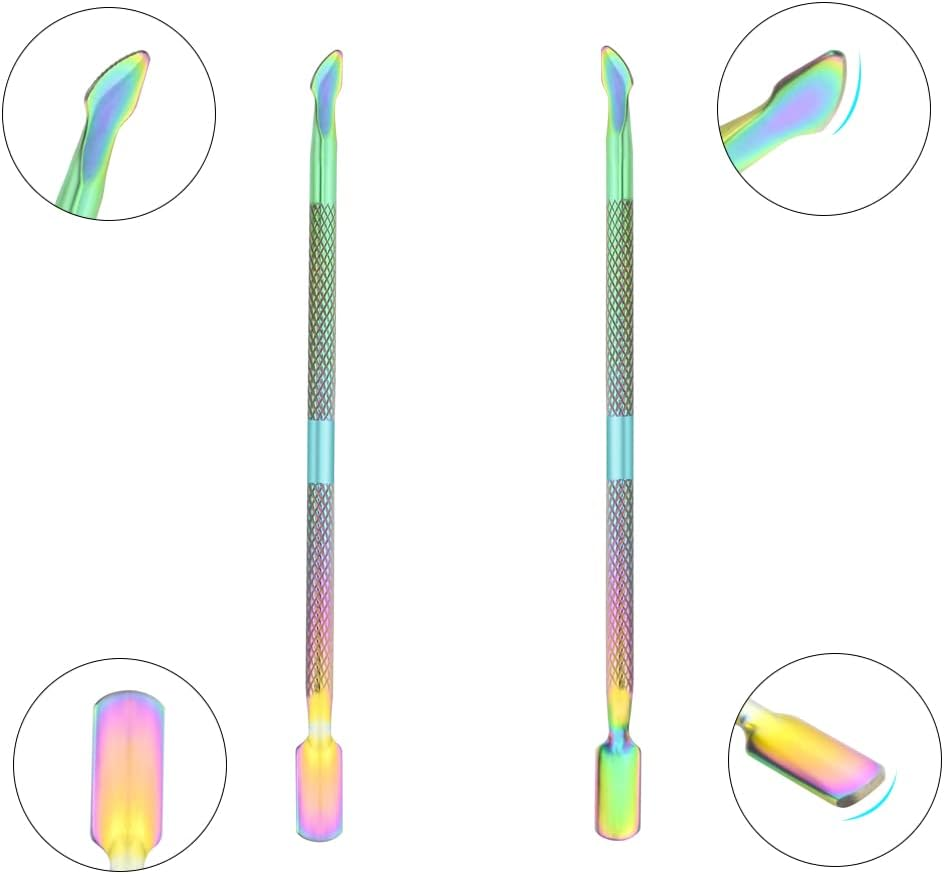 XINMEIWEN 8Pieces Cuticle Trimmer Cuticle Nipper Cuticle Remover Cuticle Cutter with Cuticle Pusher Stainless Steel Cuticle Cutter Clipper Nail Tools for Fingernails and Toenails (Rainbow) - Rainbow image number 5