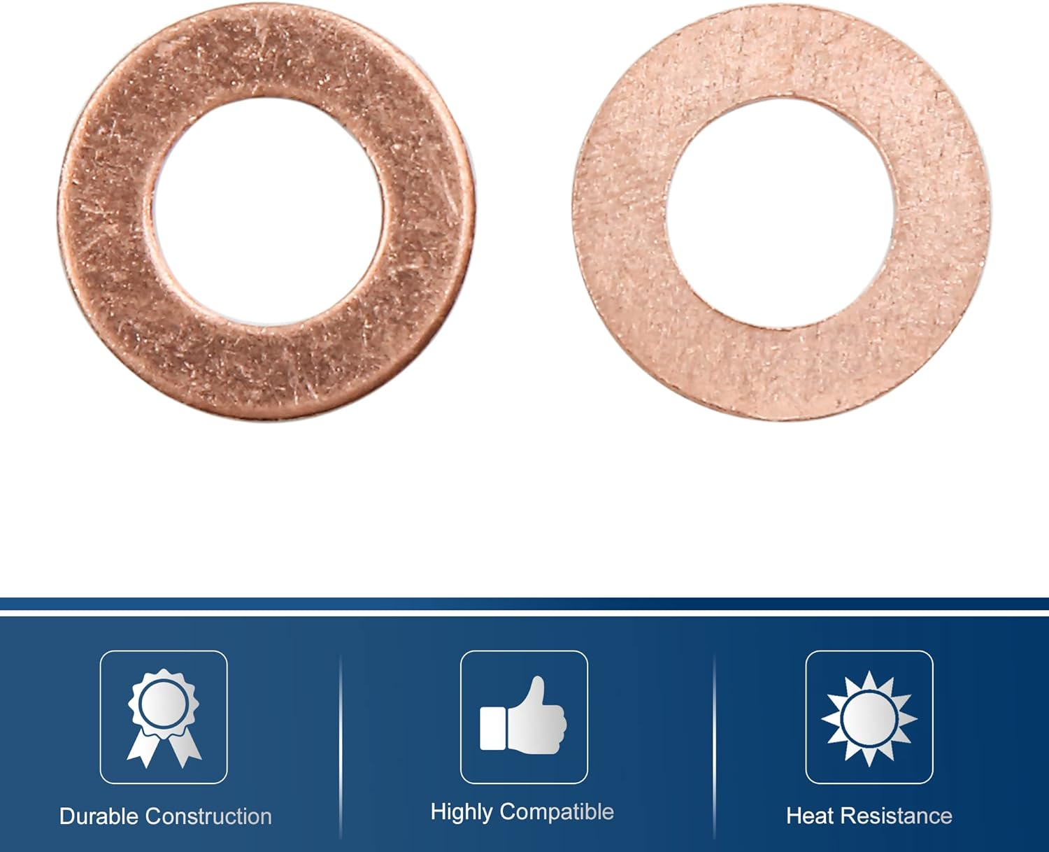 X AUTOHAUX 20 Pcs M10 X 20Mm X 1Mm Copper Washers Flat Sealing Gaskets Rings image number 4