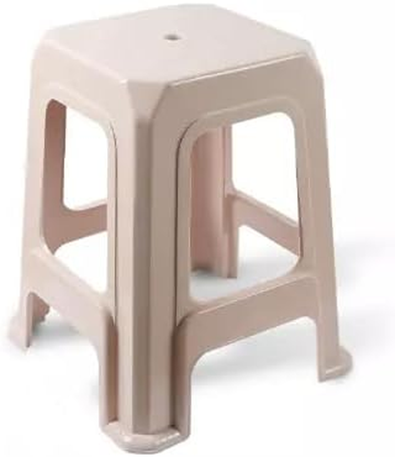 2Pcs 47Cm / 31Cm Height Plastic Stacking Stool Outdoor Indoor Stool &Chair Kitchen Dining Garden Audult/Kid Party Fishing Light Heavy Duty (47Cm White)