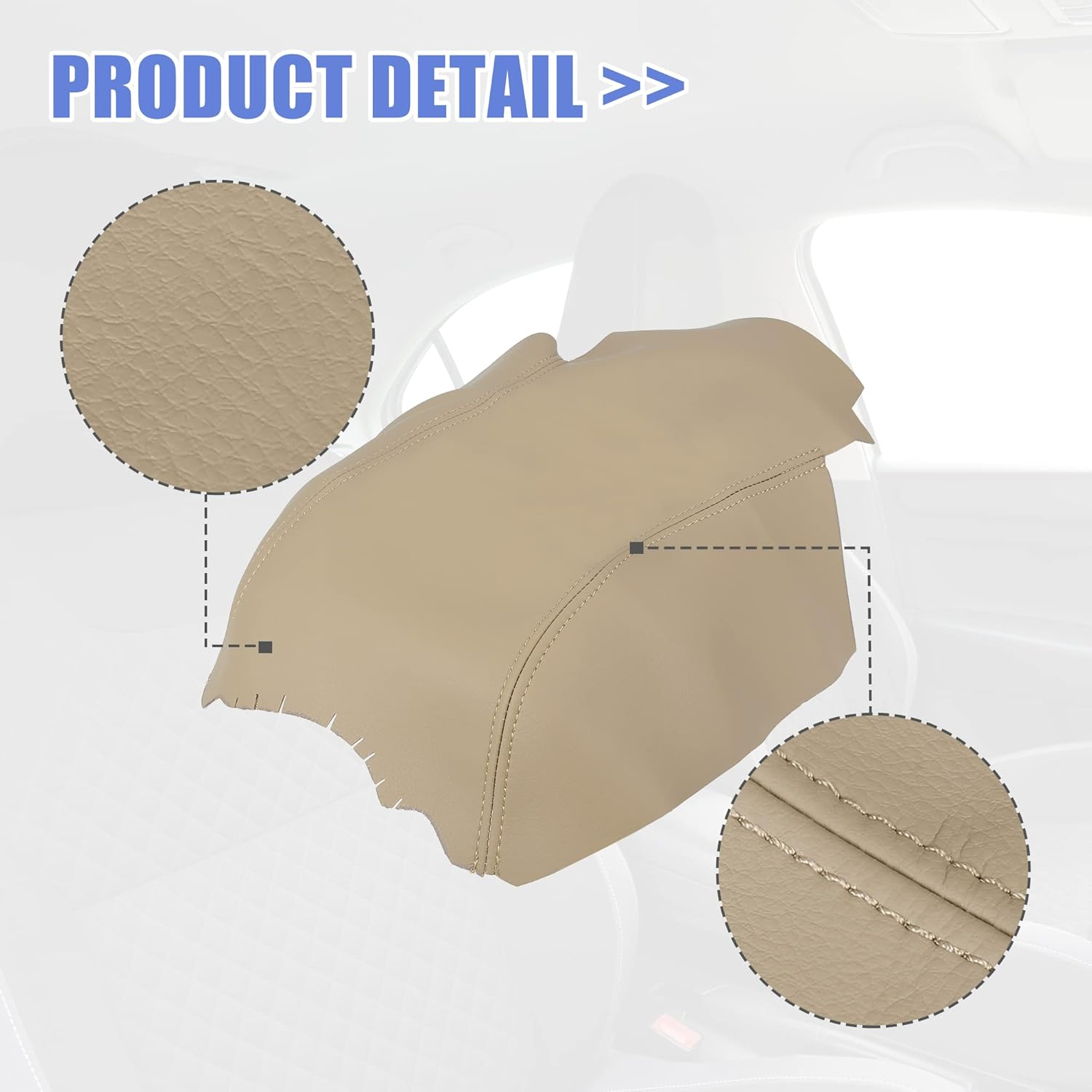 X AUTOHAUX Car Center Console Lid Armrest Seat Box Cover Protector Replacement Microfiber Leather for Land Rover for Range Rover Sport 2006-2013 Beige Leather