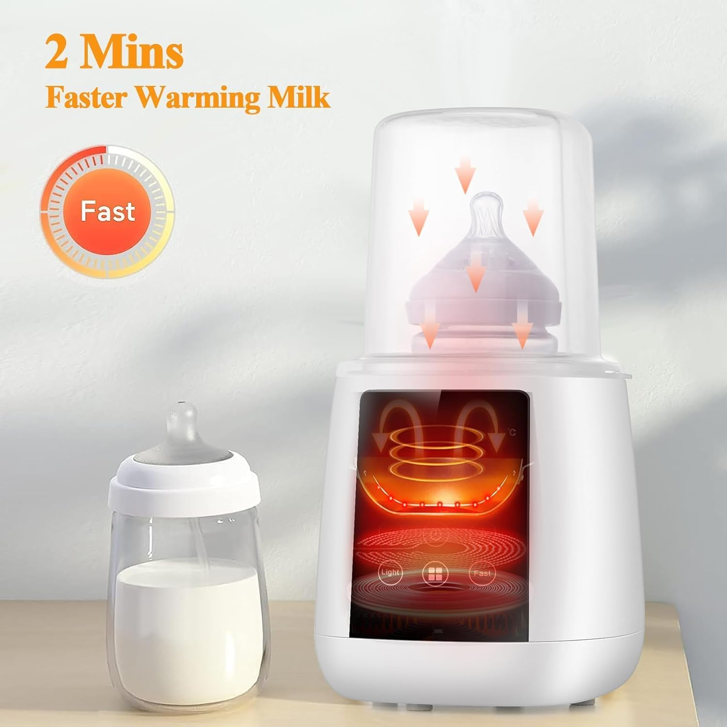 ZONEY Smart Baby Bottle Warmer, 200W Fast Baby Milk Warmer with Accurate Temperature Control for Breastmilk or Formula, 48H Thermostat, with Defrost, Night Light, Heat Baby Food Jars Function image number 3