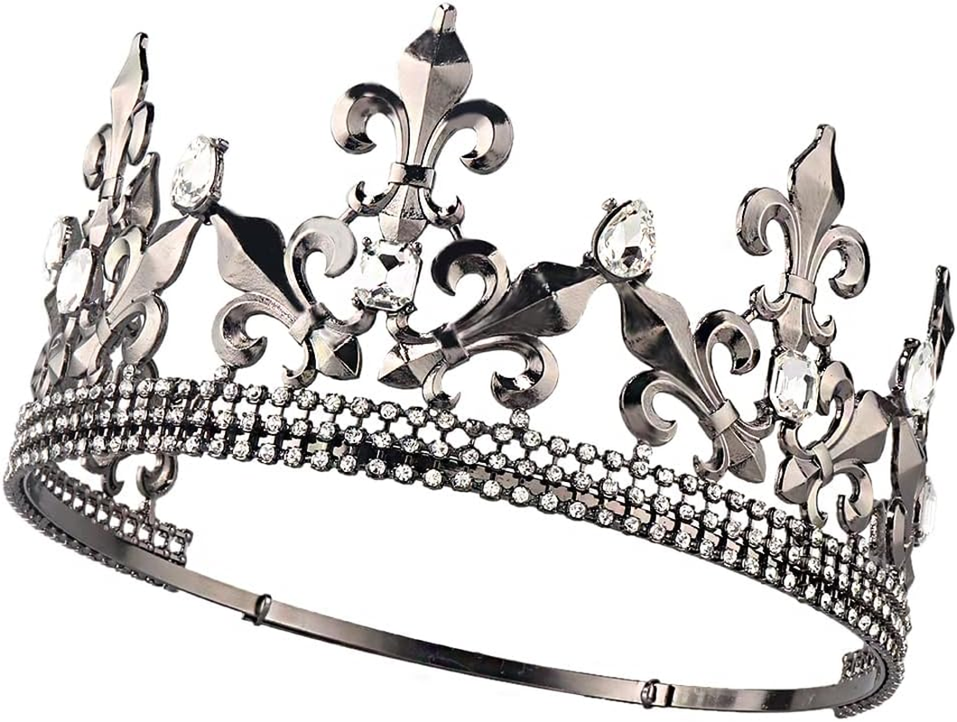 Royal King Crown Men Metal Prince Crowns Tiaras Full round for Christmas/Wedding/Prom/Pageant/Birthday Party/Photography
