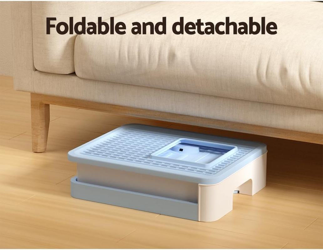 Large Cat Litter Box Enclosed Hooded Foldable Tray Kitty Toilet Scoop Blue image number 3