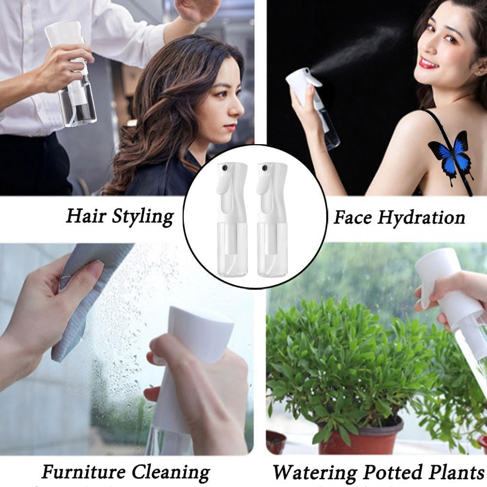 2 Pcs Continuous Mist Spray Bottle,6.8 Oz Spray Bottle for Hair,Continuous Mister Empty Spray Bottles,Empty Ultra Fine Water Mist Sprayer,Continuous Water Mister Spray Bottles for Hairstyling (White) - White image number 6