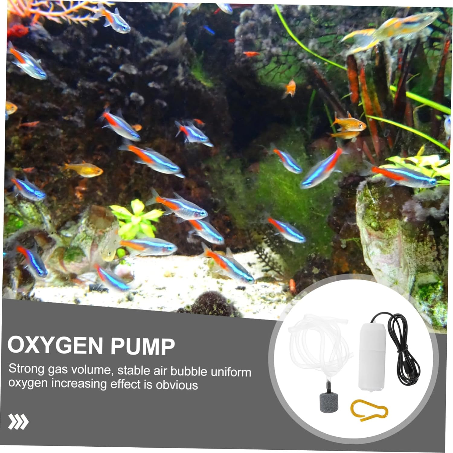 COHEALI Portable USB Small Aquarium Air Pump Silent Oxygen Aerator for Fish Tank with Shock-Absorbing Pad Efficient Plastic Bubbler for Indoor Aquatic Plants and Pets image number 1