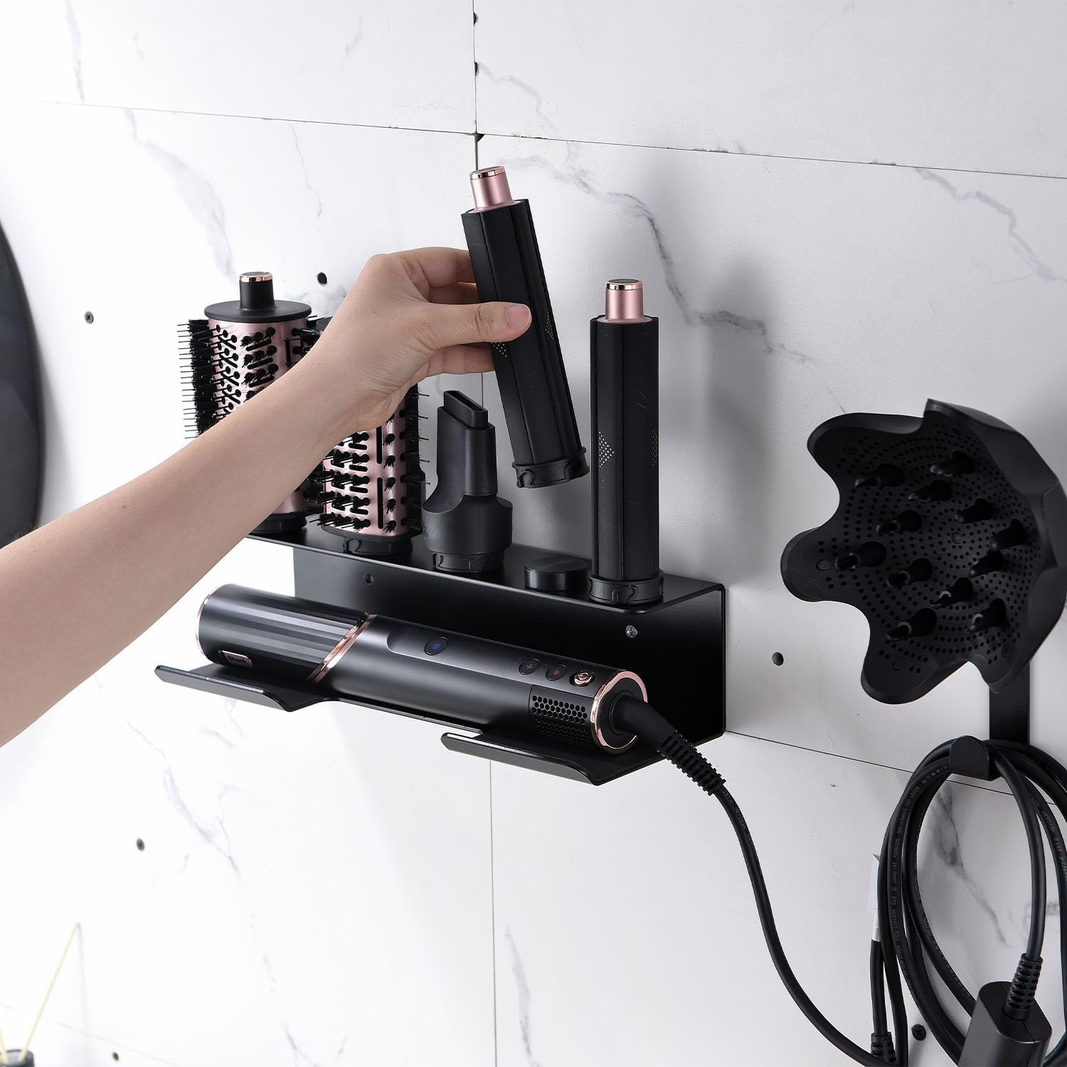 GENCAM Airwrap Wall Mount Organizer for Shark Flexstyle 430/440, Aluminum Alloy Storage Holder and Attachments (Black) image number 1