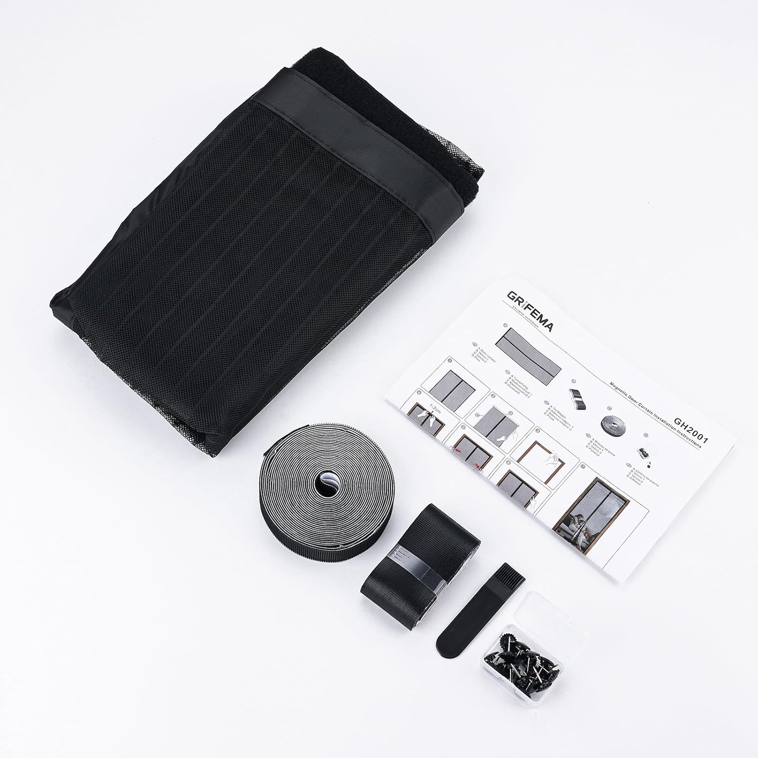 GRIFEMA GH2001-10 Magnetic Fly Screens for Doors, Door Fly Screen Curtain, Heavy Duty Bug Mesh Curtain, Black, 100 * 220Cm image number 4