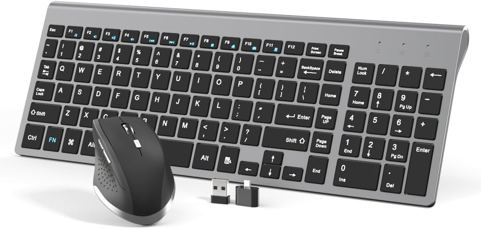 Wireless Keyboard and Mouse Combo Slim Wireless Keyboard with Numpad and Ergonomic 2400 DPI Mouse for Mac Windows image number 4